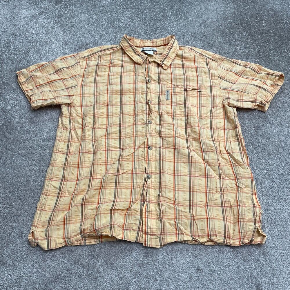 Columbia Shirt Mens XL Multicolor Plaid Short Sleeve Button Down Casual Outdoor